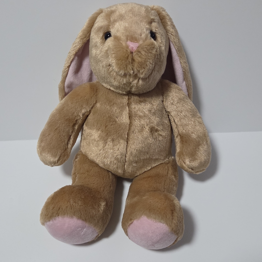 BABW Plush Rabbit Brown Bunny Pink Ears Stuffed Animal 15” Build A Bear